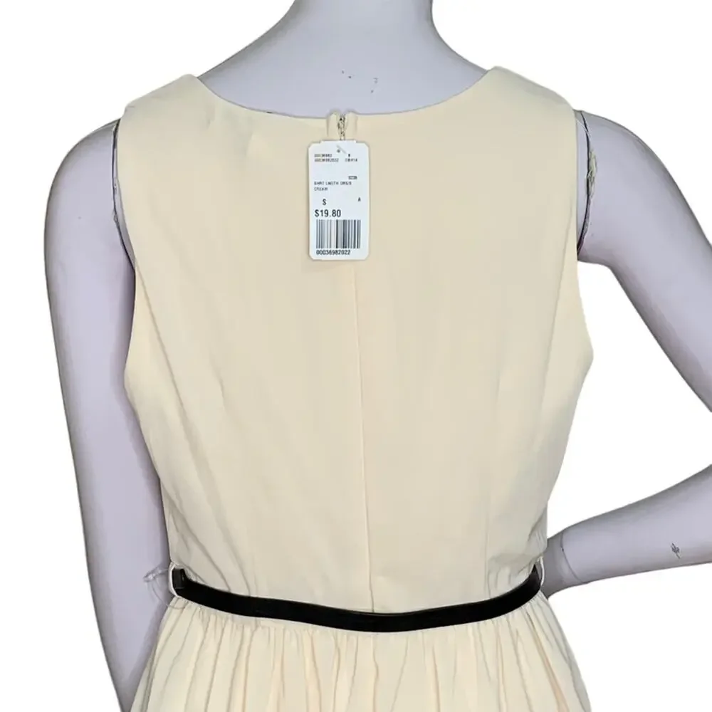 Forever 21 NWT Sheer Dress Sleeveless Cream Hidden Zipper on Back Size S